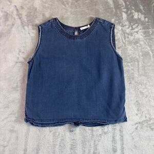 rag & bone Jean Sleeveless Crop Top Blue Tencel Raw Hem Womens S/P